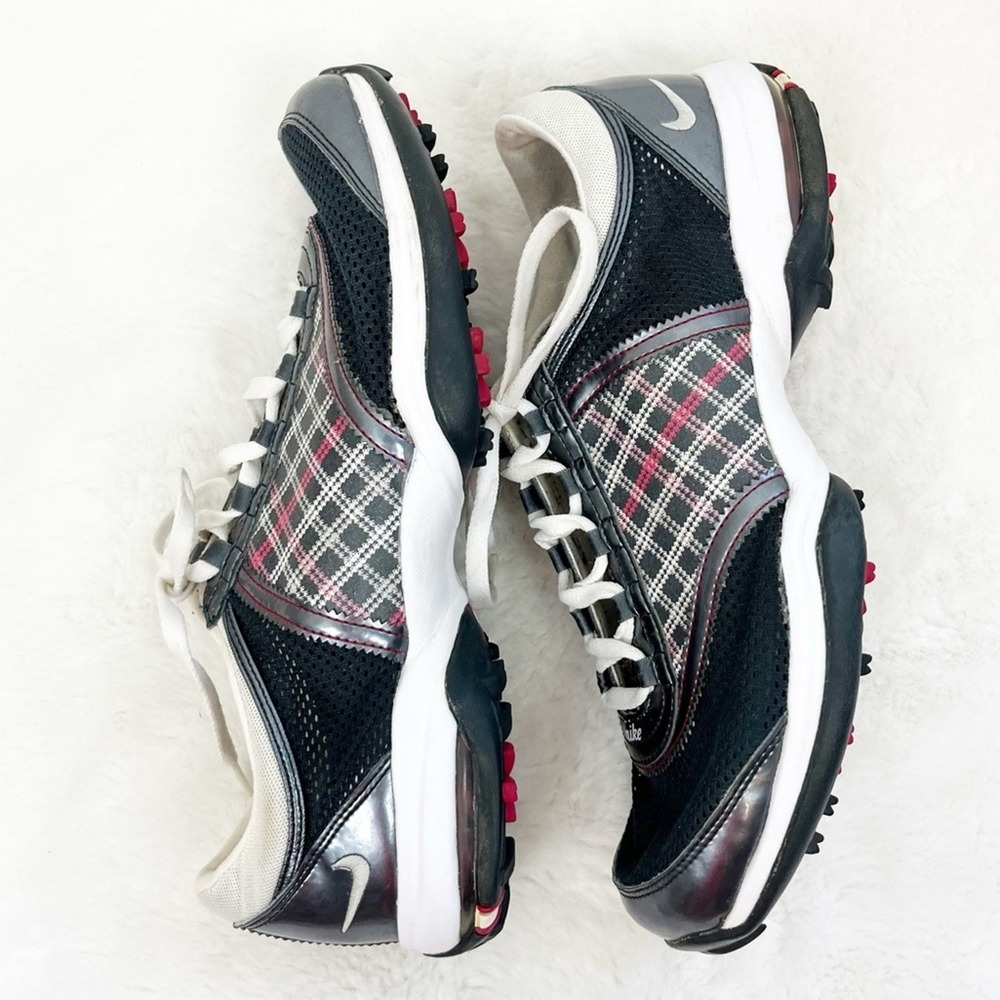 Nike Plaid Golf Shoes Blue White Red Cleats Sporty Women’s Size 9 - Picture 7 of 11